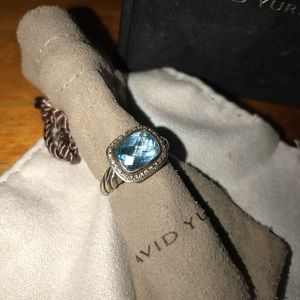 David Yurman Blue Topaz & Diamond Ring